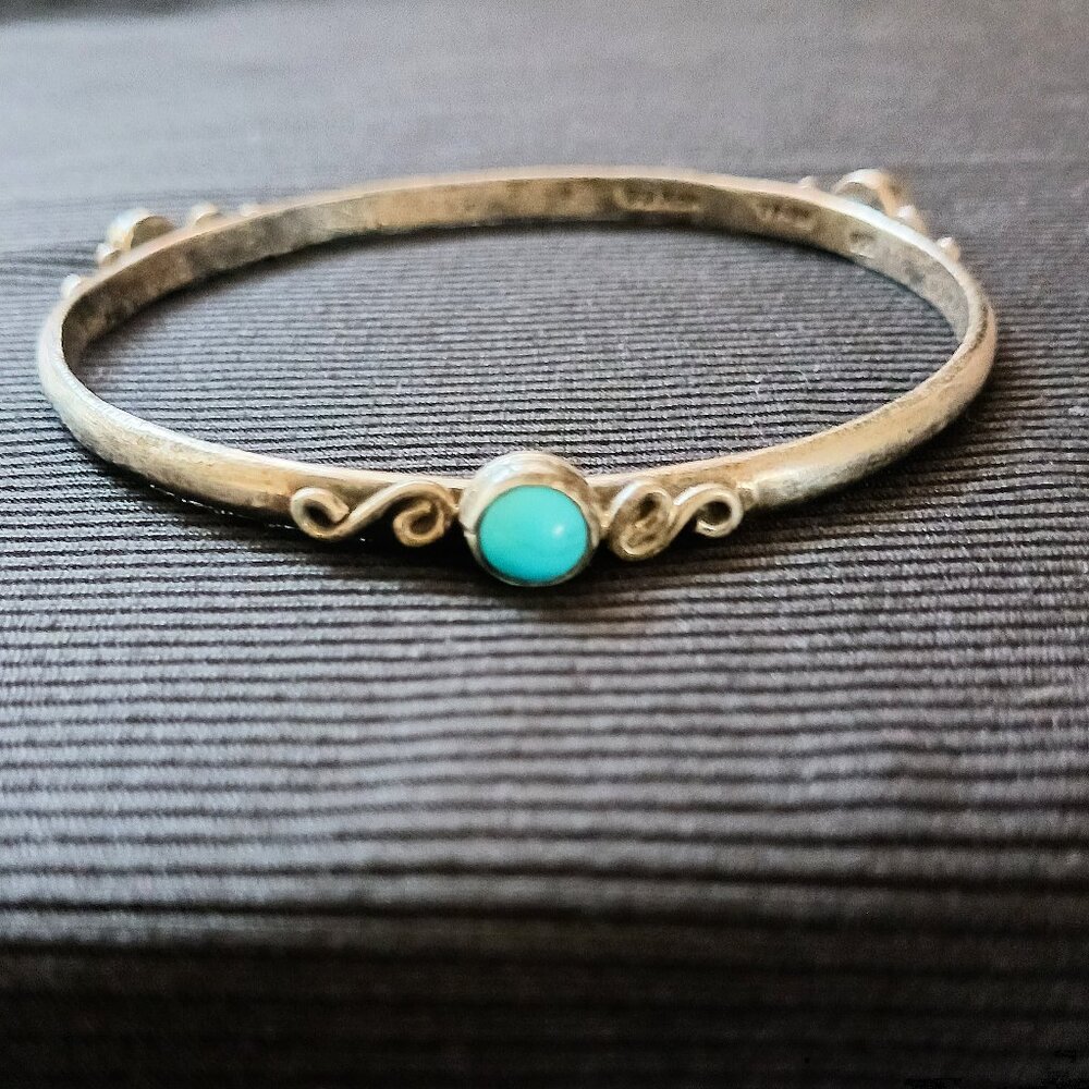 Vintage Turquoise & Sterling Silver Bangle